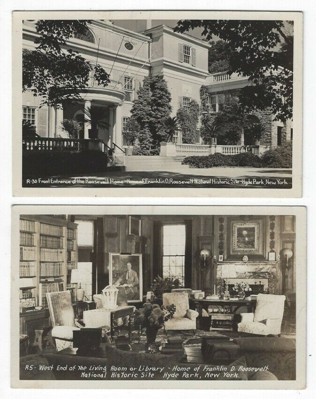 (2) RPPC's, Views of The Home of Franklin D. Roosevelt in Hyde Park, New York