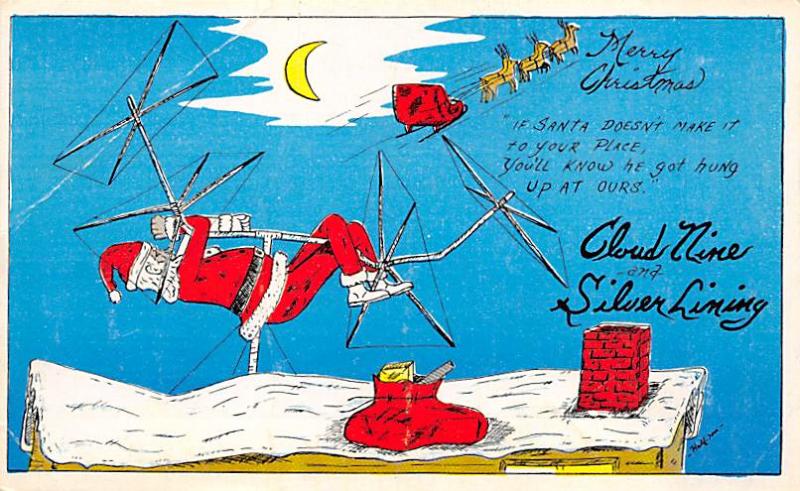 Non Postcard Backing, Damaged Santa Claus Non Postcard 