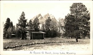 Jenny Lake Wyoming WY Square G Rnach Real Photo Vintage Postcard