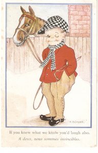 M,.B.Cooper. Hoseman with horse  Humorous old vintage English postcard