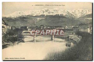 Old Postcard Grenoble Isere and the Chaine des Alpes