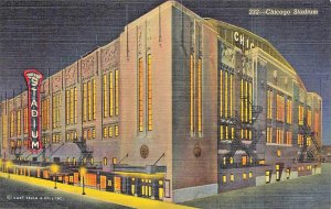 NIGHT VIEW CHICAGO IL ILLINOIS~LOT OF 3 1940s VINTAGE POSTCARDS STADIUM-MART-WAY