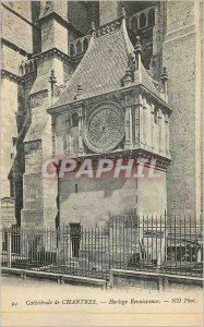 Old Postcard Cathedral of Chartres Clock Renaissance