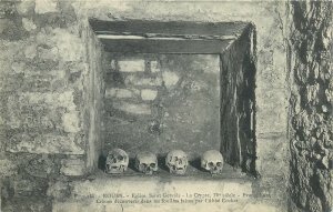 Postcard France Rouen eglise Saint Gervais la crypte skull cranes