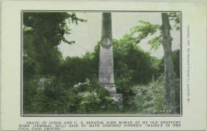 C. 1923 John Rowan Grave, Kentucky, Hand Tinted Vintage Postcard P45 