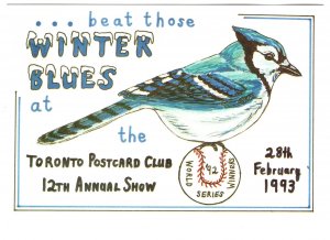 Blue Jays Baseball, Toronto Postcard Club 1993 Toronto Ontario, Deltiology, Bird