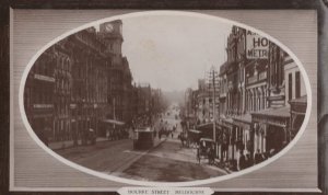 Bourne Street Melbourne Old Real Photo Australian Postcard