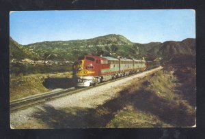 SANTA FE RAILROAD STREAMLINER FRED HARVEY VINTAGE POSTCARD THE COAST RANGE