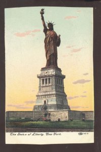 NEW YORK CITY NY THE STATUE OF LIBERTY 1908 ELLIS ISLAND NY VINTAGE POSTCARD