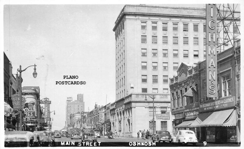 OSKOSH, WISCONSIN MAIN STREET RPPC REAL PHOTO POSTCARD