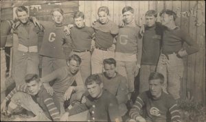 Greenwich New York NY Football Team c1910 Real Photo Postcard