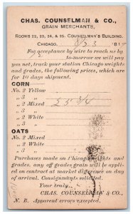 Chicago Illinois IL Dexter IA Postal Card Chas Counselman & Co. 1881 Antique