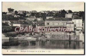 Postcard Old Mountain St Germain Corbeil view of the Seine