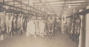 Chicago ILLINOIS RPPC c1910 INTERIOR BUTCHER SHOP Market BRITTEN & SONS AD Meat