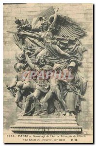 Old Postcard Paris Bas relief of the Arc de Triomphe Etoile