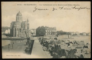 St. Raphael, France. The Cathedral & Boulevard Felix Martin. UDB pc, postage due