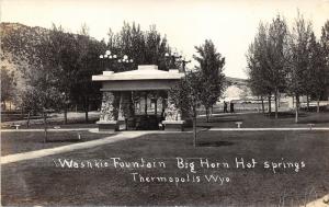 Thermopolis Wyoming~Big Horn Hot Springs~Washkie Fountain~Men Walking~1920s RPPC