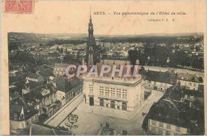 Old Postcard Sens Panoramic View of the City Hall