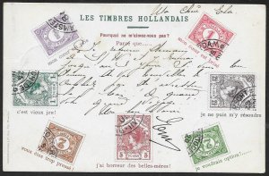 NETHERLANDS Stamps on Postcard Language of Stamps Used c1901