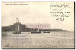 Old Postcard Boat fishing schooners of Departure for the & # 39Islande Theodo...