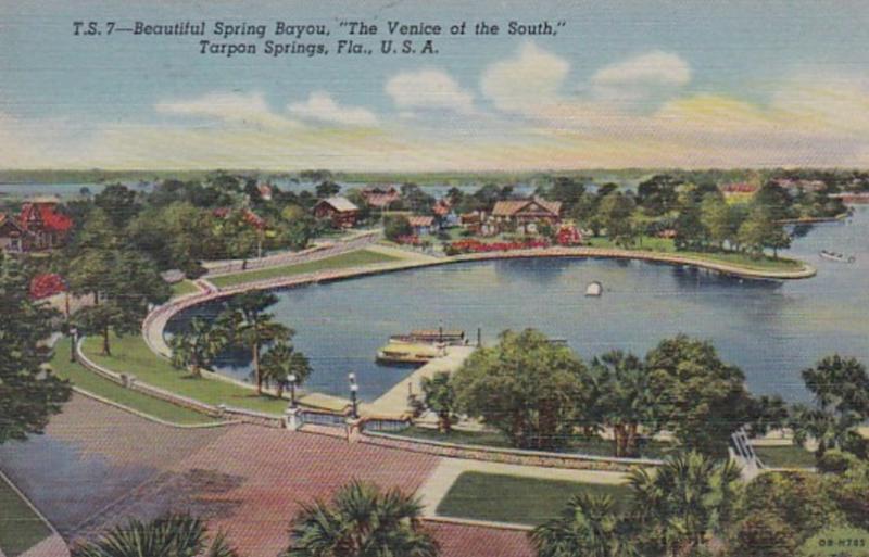 Florida Tarpon Springs Beautiful Spring Bayou 1941 Curteich