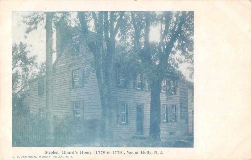 Mount Holly New Jersey Stephen Girards Home Antique Postcard J58126