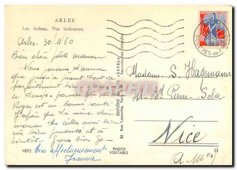 Postcard Modern Arles Les Arenes Inside view