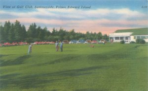 Summerside PEI Canada Golf Club, Golfers 1954 Linen Postcard  Unused