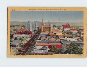 Postcard Downtown Phoenix, Salt River Mountains South of City, Phoenix, Arizona