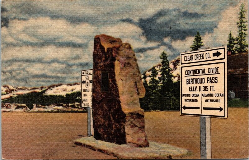 Markers Summit Berthoud Pass Highway Scenic Vintage Postcard Cancel WOB Note 