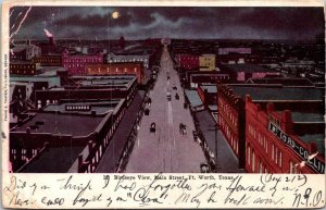 Texas Fort Worth Birds Eye View Main Street At Night 1912