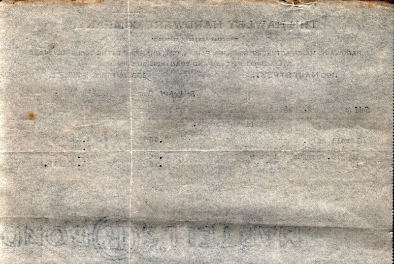 1915  Bridgeport  Connecticut  The Hawley Hardware Co.  Receipt  8 x 5