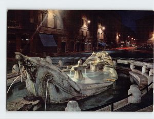 Postcard Fountain named Barcaccia, Rome, Italy