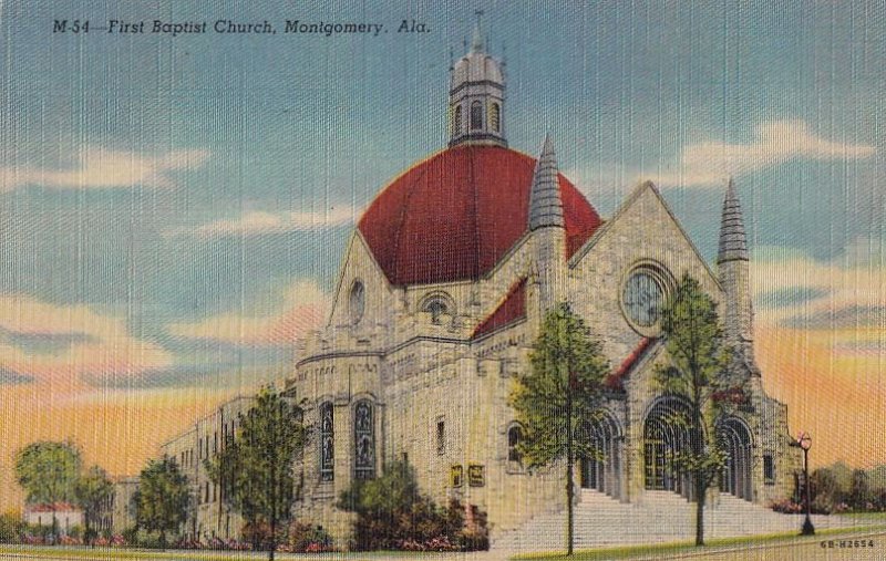 Postcard First Baptist Church Montgomery AL