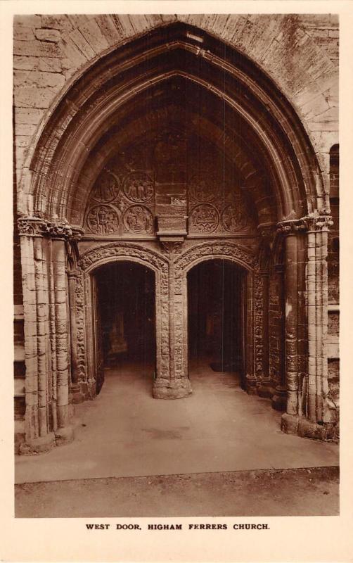 uk28363 west door higham ferrers church real photo uk