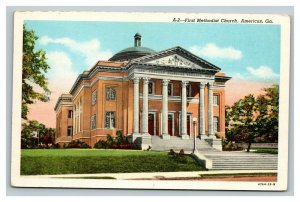 Vintage 1940's Postcard First Methodist Church E Lee St. Americus Georgia