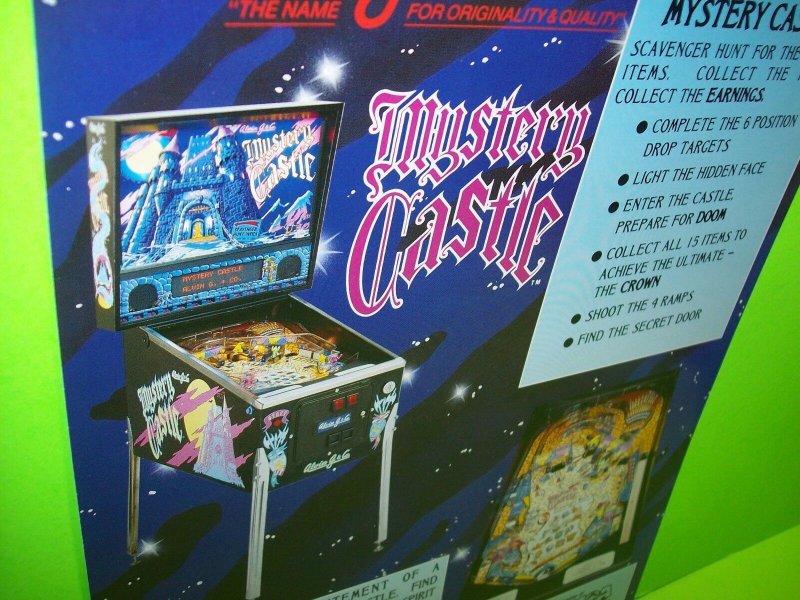 Mystery Castle Pinball Flyer 1993 Original Vintage NOS 8.5" x 11" Haunted House Ephemera