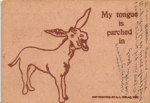 My Tongue is Parched Donkey 1907 writing on front