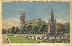 Central Park, Waddell Fountain & Knox Church Winnipeg, Manitoba Canada Unused 