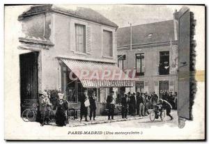 Old Postcard Paris Madrid A motorcycle Motorcycle