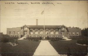 North Chicago IL South School c1920s Real Photo Postcard