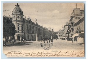 1902 View of Road in Marktstatte Konstanz Germany Posted Antique Postcard