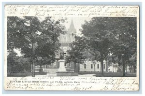 1907 Edward Little High School And Park Auburn Maine ME Posted Antique Postcard