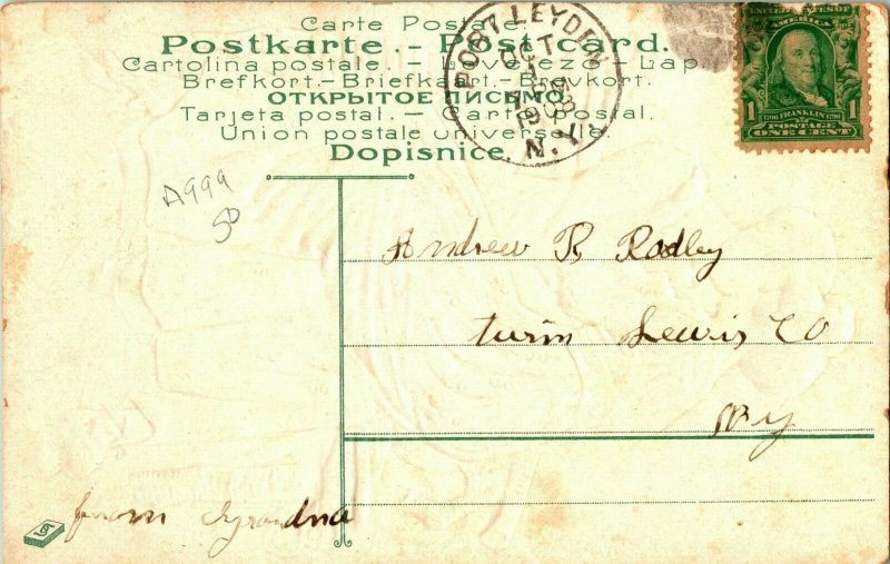 Vtg Postkarte Romanze Vergoldet Geprägt'  Why Wird Zwei Herzen IN One Brust Lie