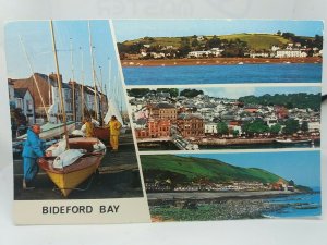 Bideford Bay Multiview Vintage Postcard Fishermen with their Boats 1980s