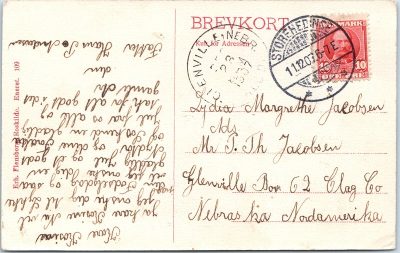 c1907 Roskilde Domkirke Denmark Postcard Cathedral Water Reflection Photo