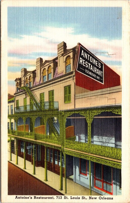 Historic Antoines Restaurant St Louis Street New Orleans Louisiana WB Postcard 