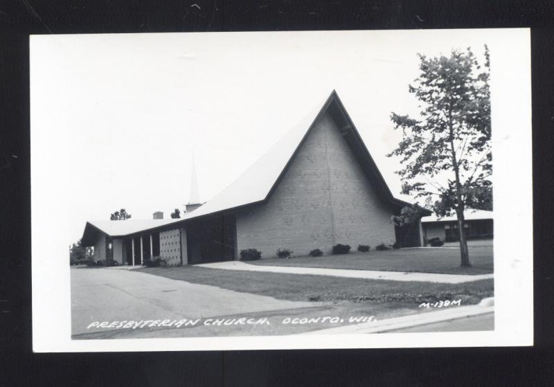 RPPC OCONTO WISCONSIN PRESBYTERIAN CHURCH VINTAGE REAL PHOTO POSTCARD