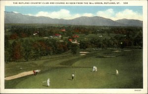 Rutland Vermont VT Birdseye View Golf Course c1940s Postcard