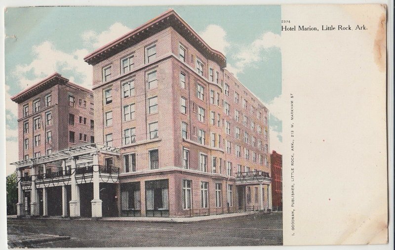 c1910 LITTLE ROCK Arkansas AR Postcard HOTEL MARION